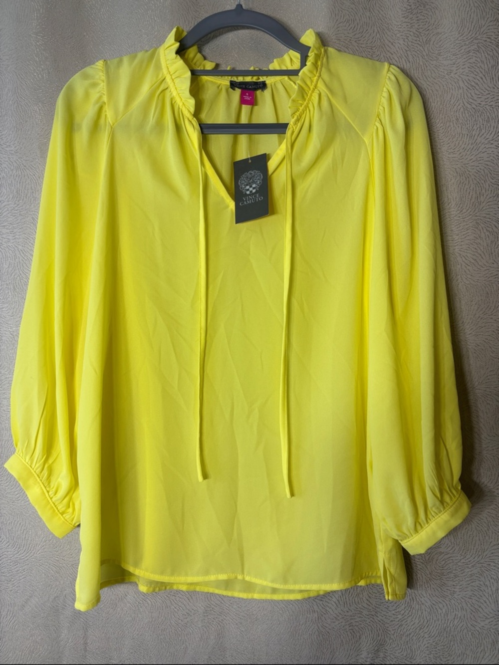 Vinve Camuto Yellow Ruffle-Neck Peasant Blouse - Women 0144